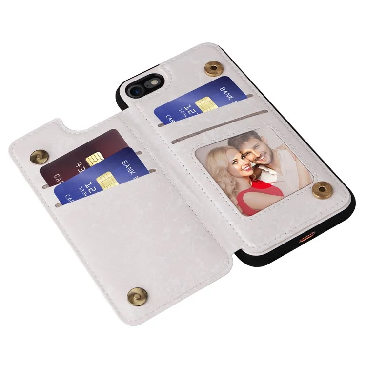 Capa para iPhone 7 / 8 / SE (2020) / SE (2022) com bloqueio RFID, revestimento de flor e suporte - Flor