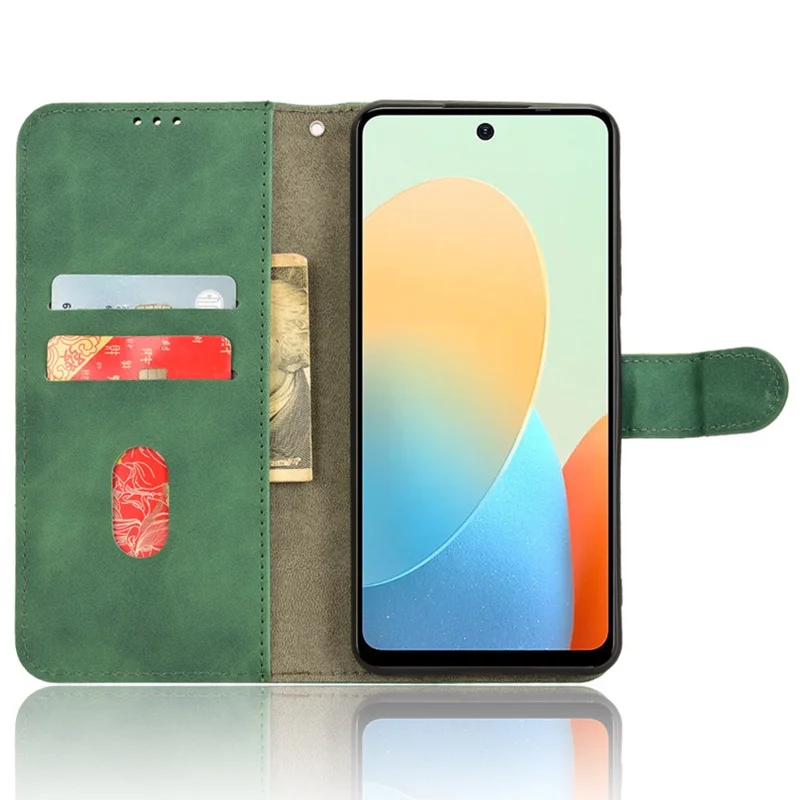 For TECNO Pop 8 Case Skin-Touch Stand Leather Phone Wallet Cover - Green