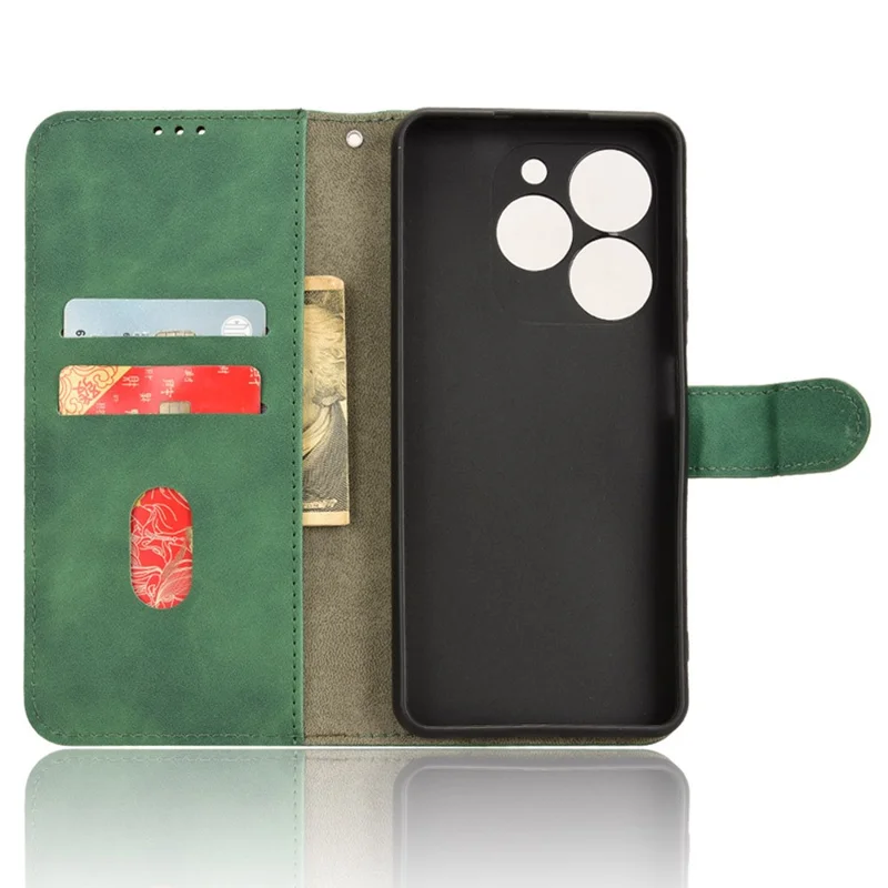 For TECNO Pop 8 Case Skin-Touch Stand Leather Phone Wallet Cover - Green