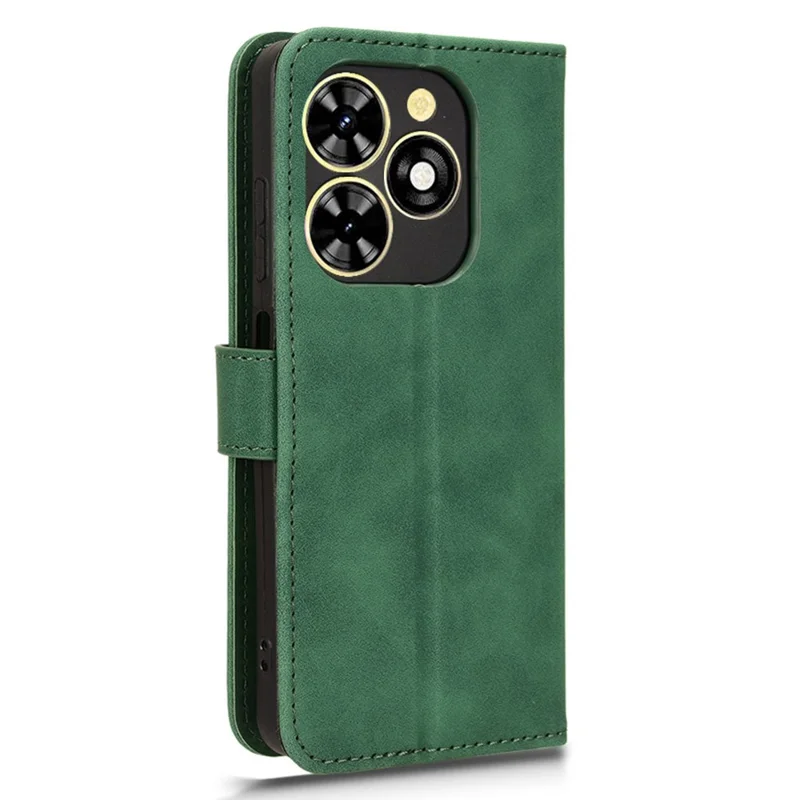 For TECNO Pop 8 Case Skin-Touch Stand Leather Phone Wallet Cover - Green