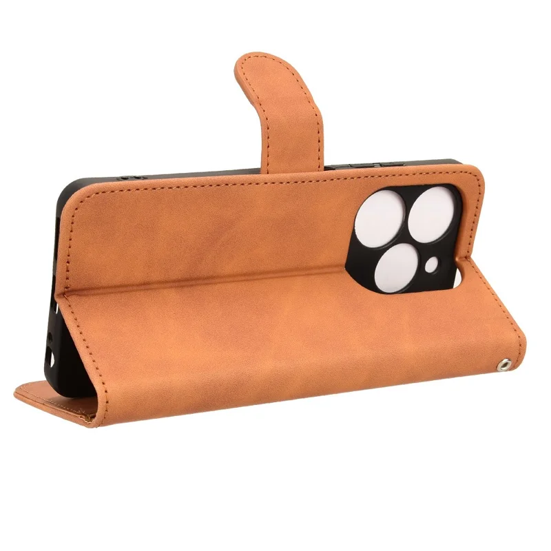 For TECNO Pop 8 Case Skin-Touch Stand Leather Phone Wallet Cover - Brown