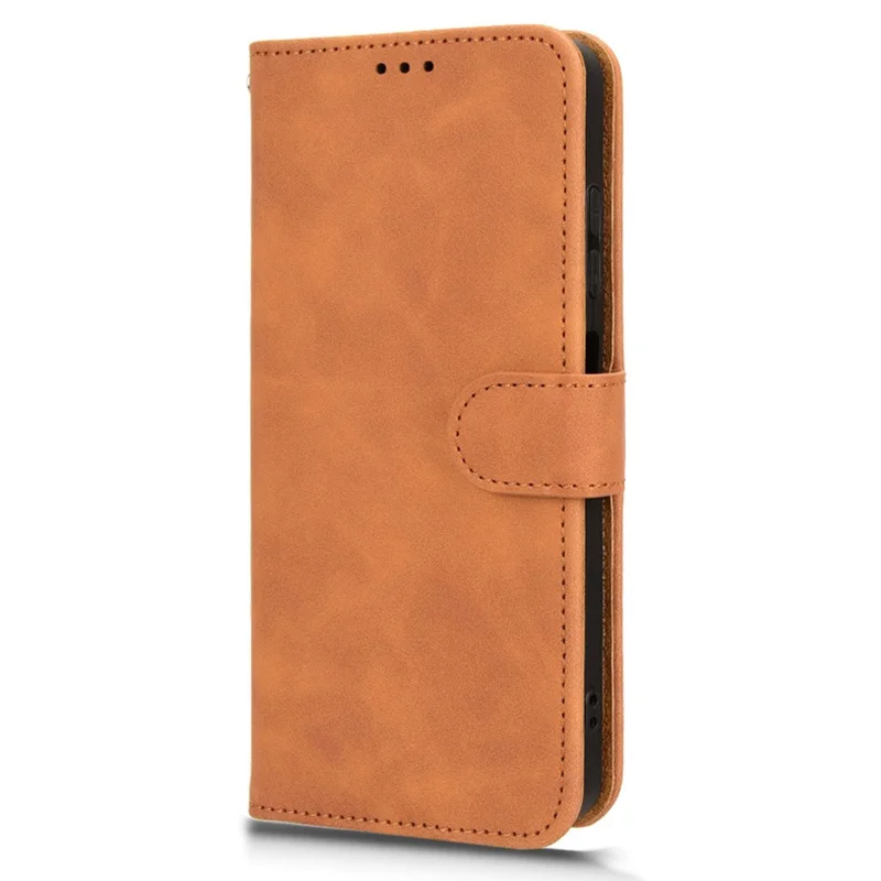 For TECNO Pop 8 Case Skin-Touch Stand Leather Phone Wallet Cover - Brown