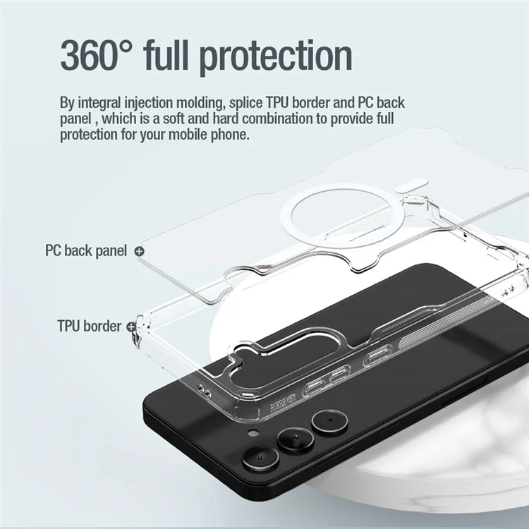 NILLKIN Pro Series для Samsung Galaxy S24 Совместимый с MagSafe чехол из ТПУ+ПК Ультра прозрачный чехол для телефона