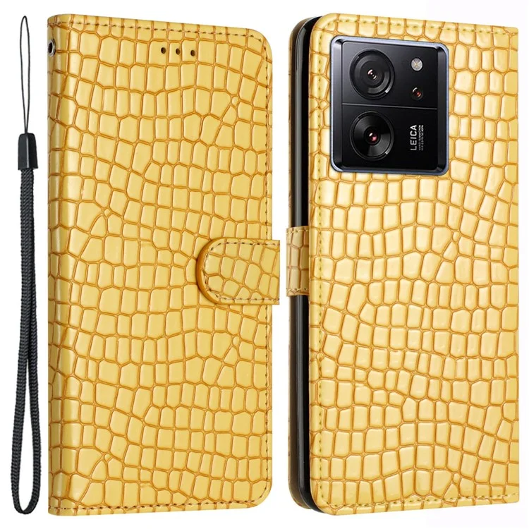 Für Xiaomi 13T / 13T Pro / Redmi K60 Ultra Krokodilleder-Handy-Cases mit Gurt - Gelb