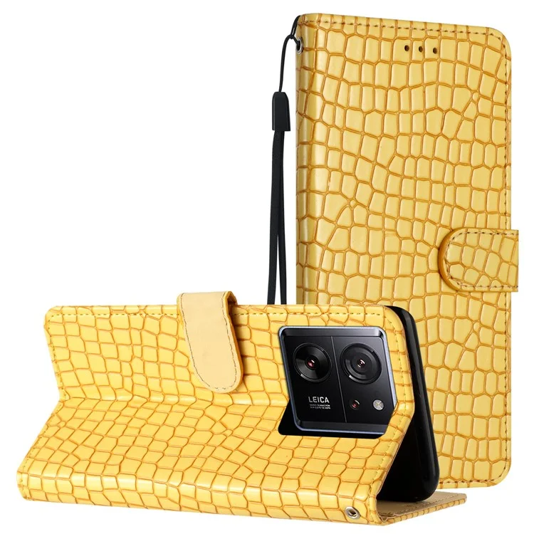 Für Xiaomi 13T / 13T Pro / Redmi K60 Ultra Krokodilleder-Handy-Cases mit Gurt - Gelb
