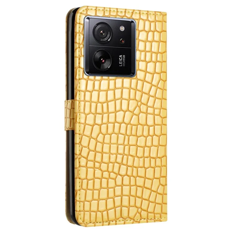 Für Xiaomi 13T / 13T Pro / Redmi K60 Ultra Krokodilleder-Handy-Cases mit Gurt - Gelb