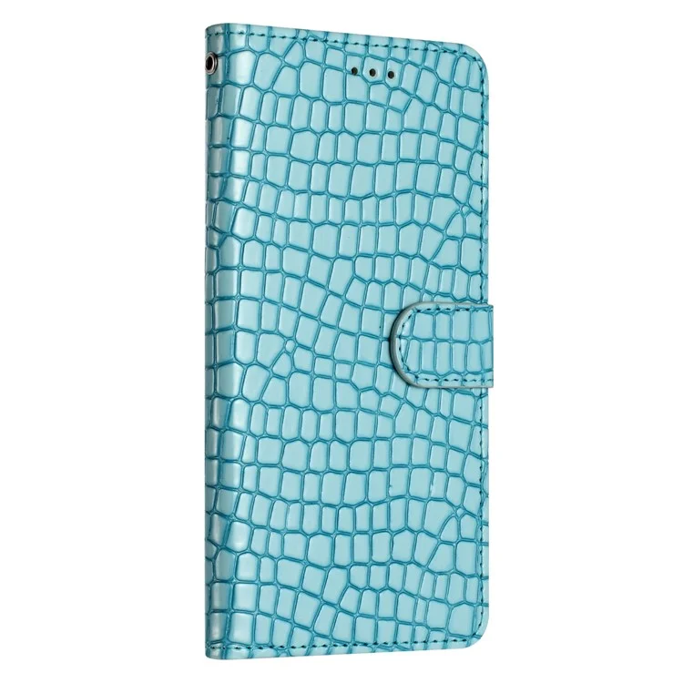 Crocodile Texture Cover for Honor 90 Lite 5G / X50i 5G Leather Cell Phone Cases with Strap - Blue