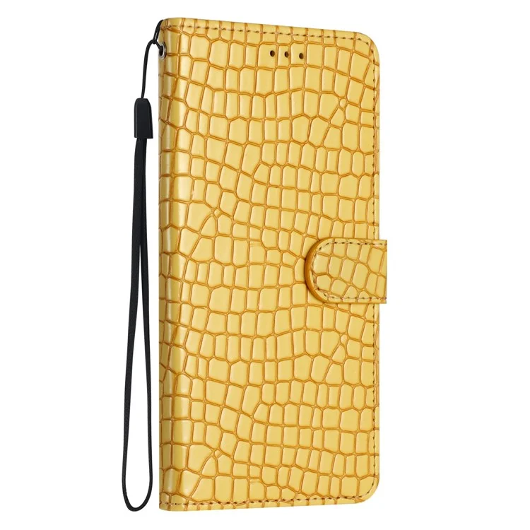 Para Motorola Edge 40 5G PU Leather Wallet Phone Cover Crocodile Texture Stand Phone Case with Strap - Amarillo
