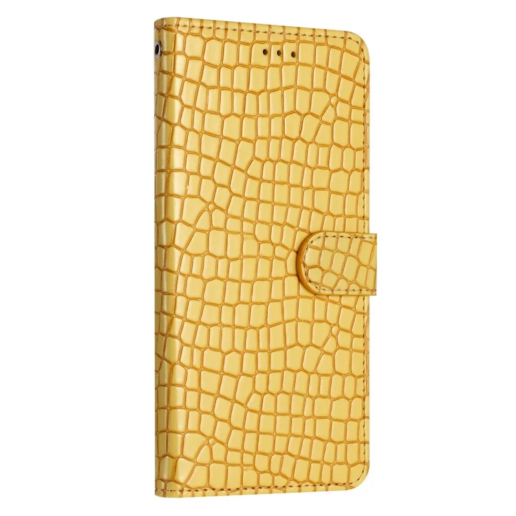Para Motorola Edge 40 5G PU Leather Wallet Phone Cover Crocodile Texture Stand Phone Case with Strap - Amarillo