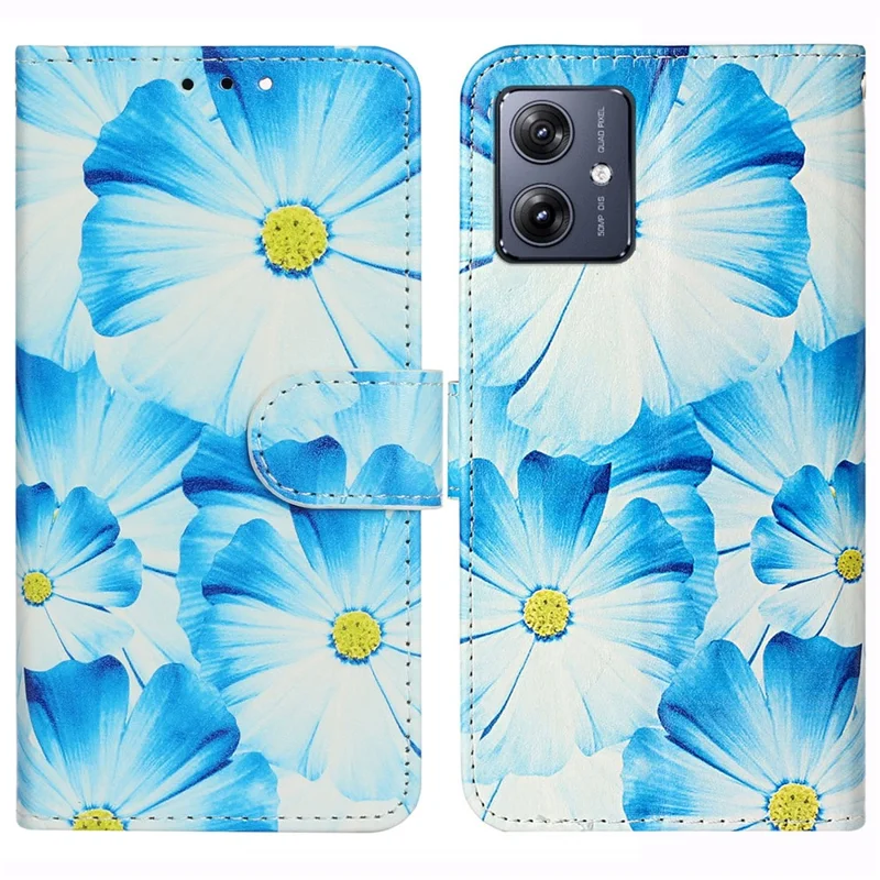 For Motorola Moto G54 5G Wallet Case Pattern PU Leather Flip Phone Cover - Orchid
