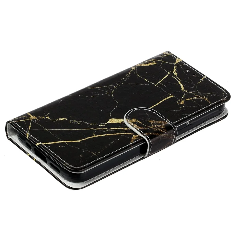 Etui portfelikowe z motywem dla Motorola Moto G54 5G, etui typu flip z wysokiej jakości skóry PU - Czarny złoty marmur