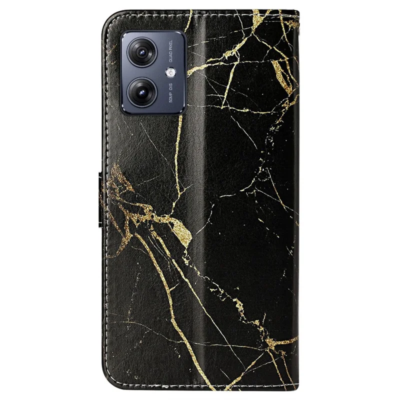 Etui portfelikowe z motywem dla Motorola Moto G54 5G, etui typu flip z wysokiej jakości skóry PU - Czarny złoty marmur
