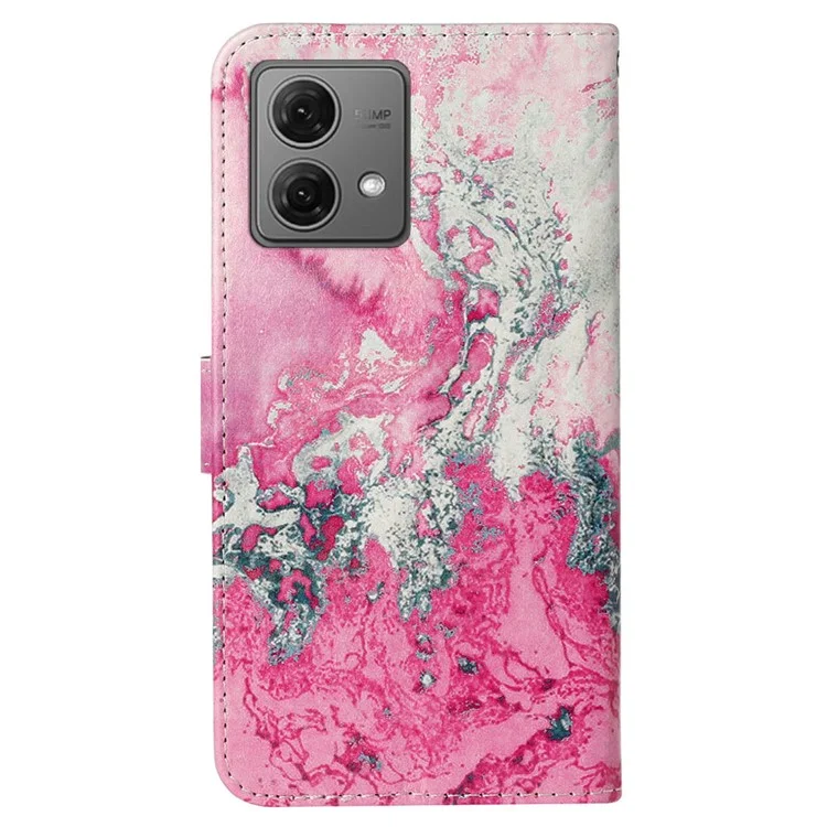 For Motorola Moto G84 5G Protective Case PU Leather Pattern Wallet Phone Cover - Pink Seawater Marble