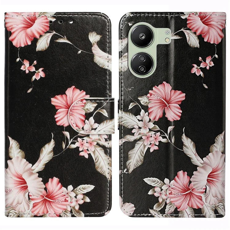 Para Xiaomi Redmi 13C 4G / 13C 5G / 13R 5G / Poco C65 4G / Poco M6 5G Funda de Piel de PU con Cierre Magnético - Rododendro