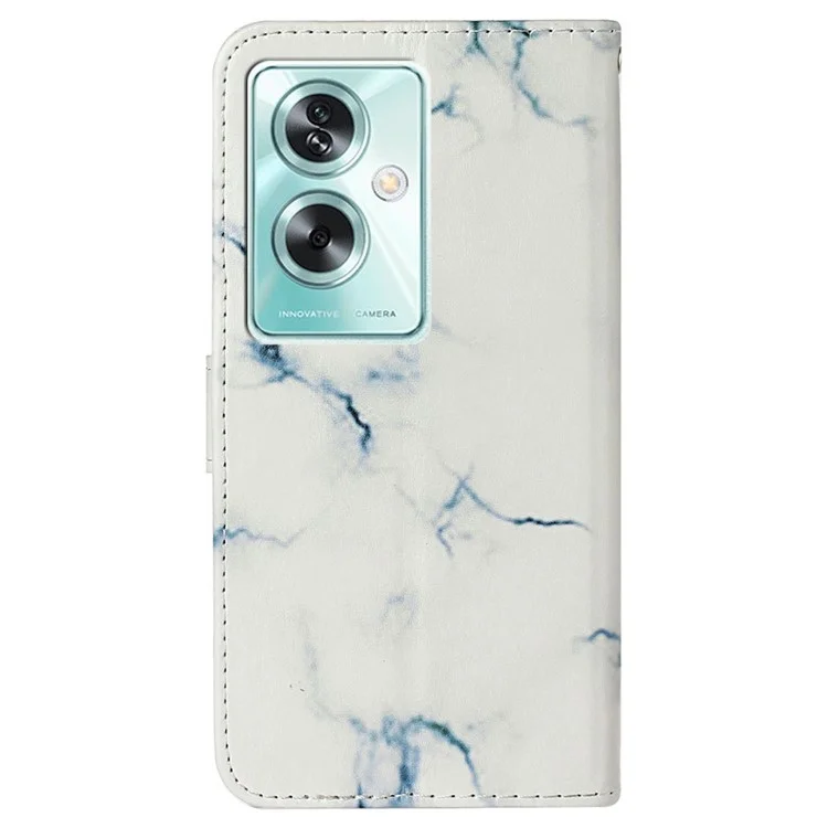 For Oppo A79 5G / A2 5G PU Leather Pattern Case Flip Wallet Phone Cover - White Marble