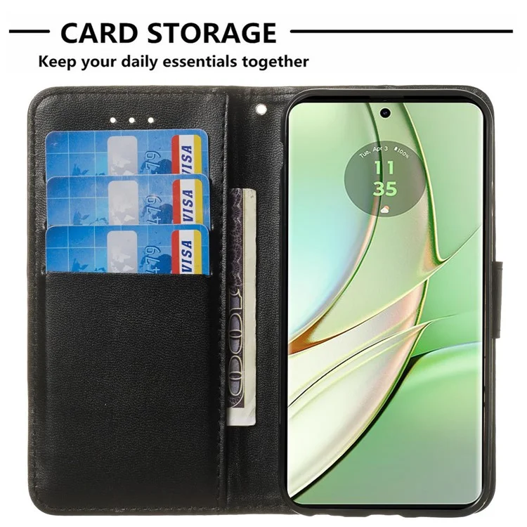 For Motorola Moto G14 4G Cell Phone Cases PU Leather+TPU Wallet Cover - Black