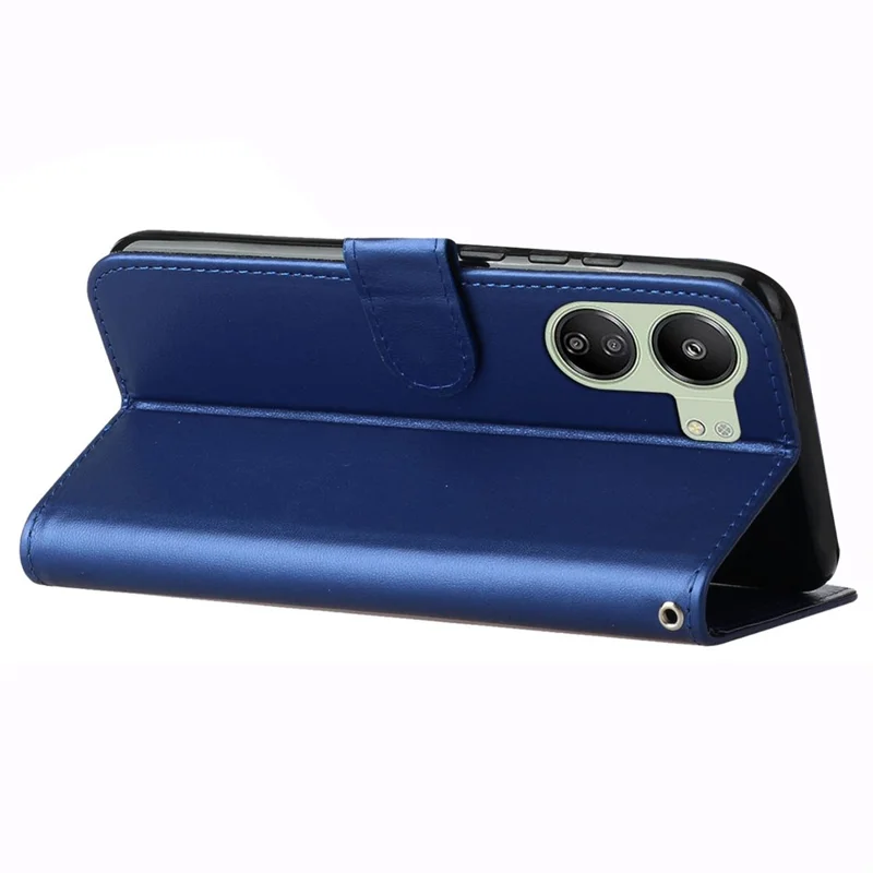 Til Xiaomi Redmi 13C 4G / 13C 5G / 13R 5G / Poco C65 4G / Poco M6 5G Mobiltelefonbeskytter med rem PU-læder stående dæksel - Blå