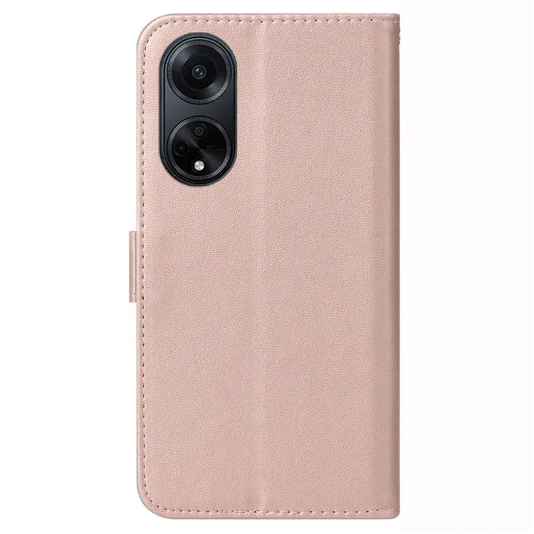 Für Oppo A98 5G Viewing Stand PU-Leder-Hülle Handyhüllen mit Gurt - Roségold