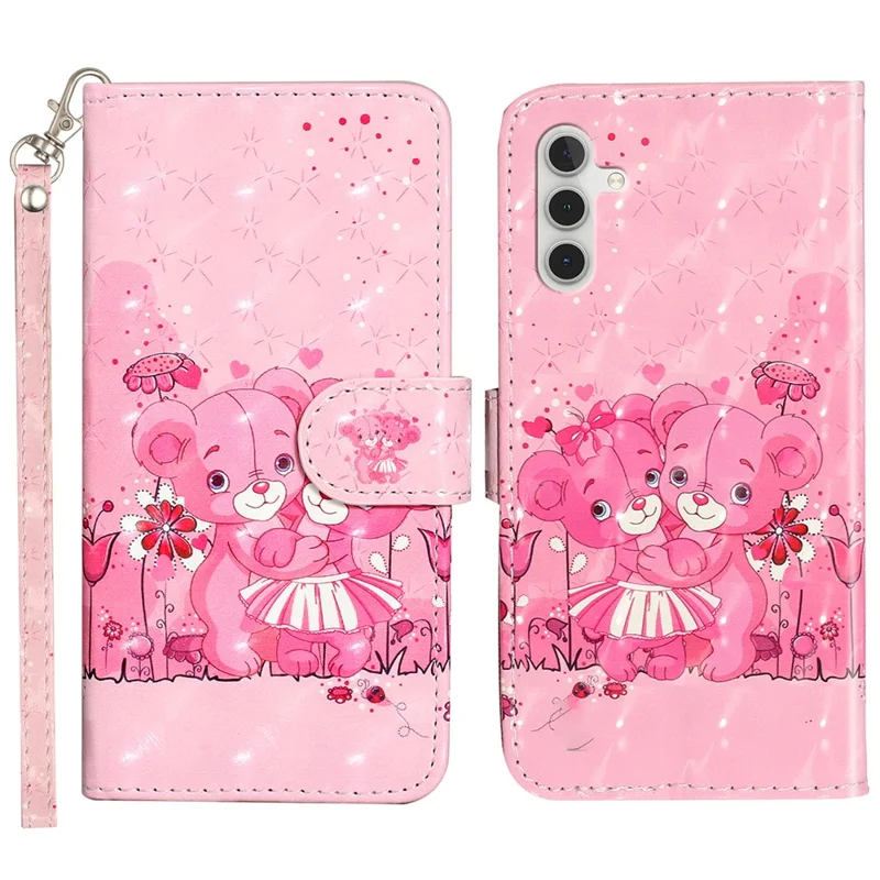 For Samsung Galaxy A05s 4G Leather Case 3D Pattern Printing Wallet Phone Cover - Bears