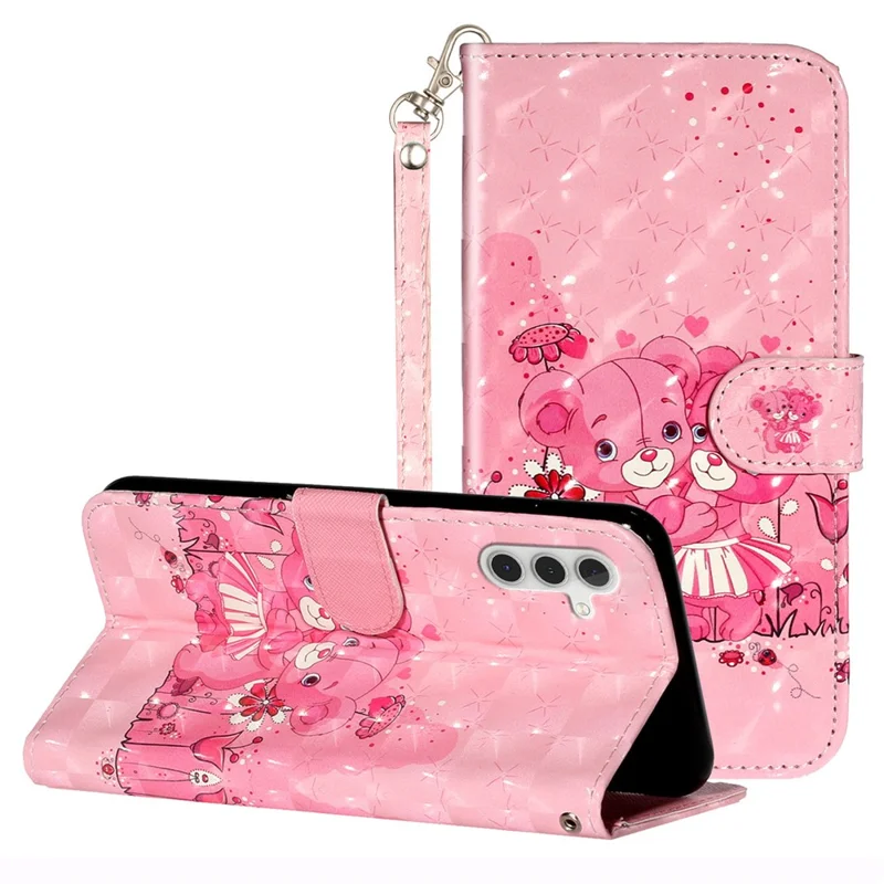 For Samsung Galaxy A05s 4G Leather Case 3D Pattern Printing Wallet Phone Cover - Bears