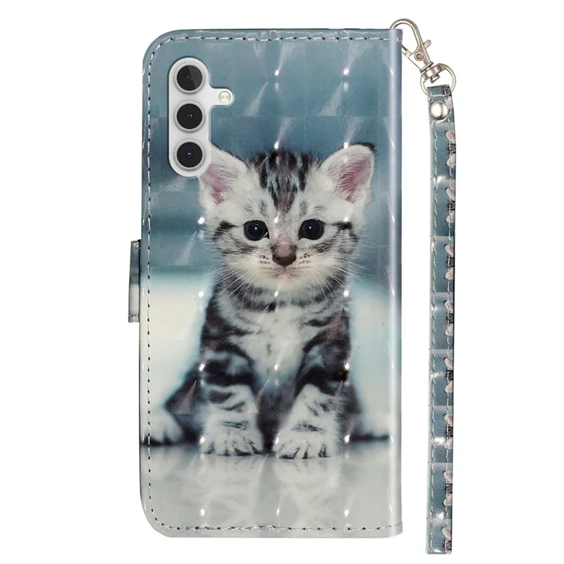 For Samsung Galaxy A05s 4G Leather Case 3D Pattern Printing Wallet Phone Cover - Cat