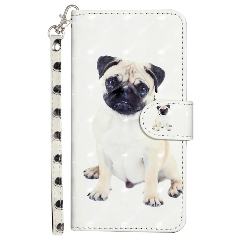 Para Xiaomi Redmi 13C 4G / 13C 5G / 13R 5G / Poco C65 4G / Poco M6 5G Wallet Case Capa de Telefone de Couro PU 3D Padrão - Cachorro