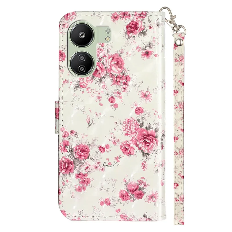For Xiaomi Redmi 13C 4G / 13C 5G / 13R 5G / Poco C65 4G / Poco M6 5G Wallet Case PU Leather 3D Pattern Phone Cover - Roses