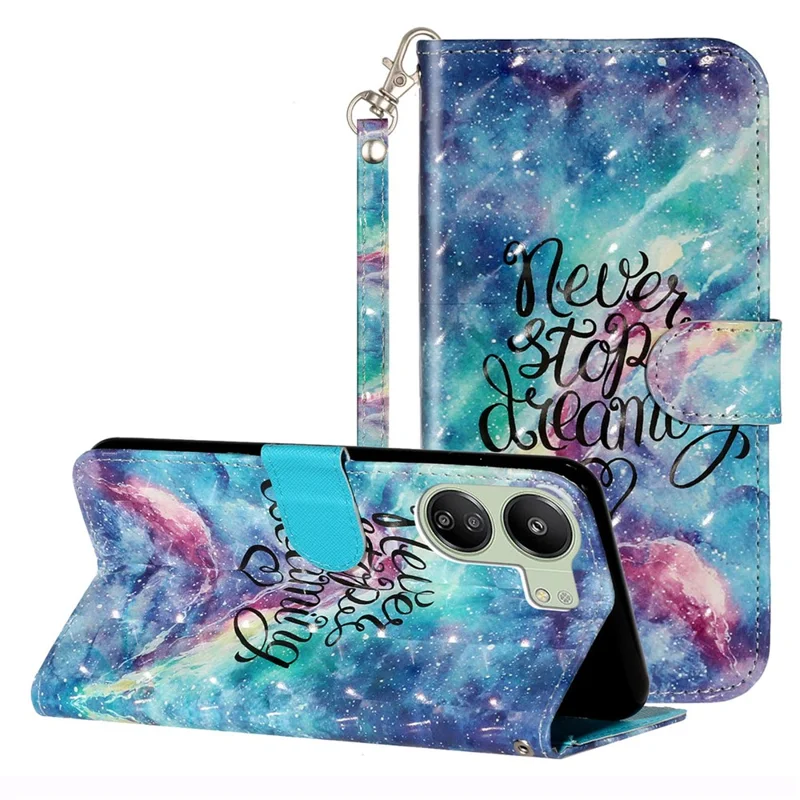 Para Xiaomi Redmi 13C 4G / 13C 5G / 13R 5G / Poco C65 4G / Poco M6 5G Funda Billetera Estuche de Piel de PU con Diseño 3D - Cielo Estrellado