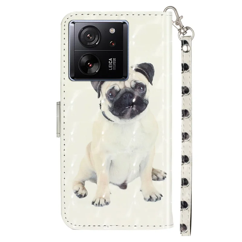 For Xiaomi 13T / 13T Pro / Redmi K60 Ultra Case PU Leather 3D Pattern Folio Phone Cover - Dog