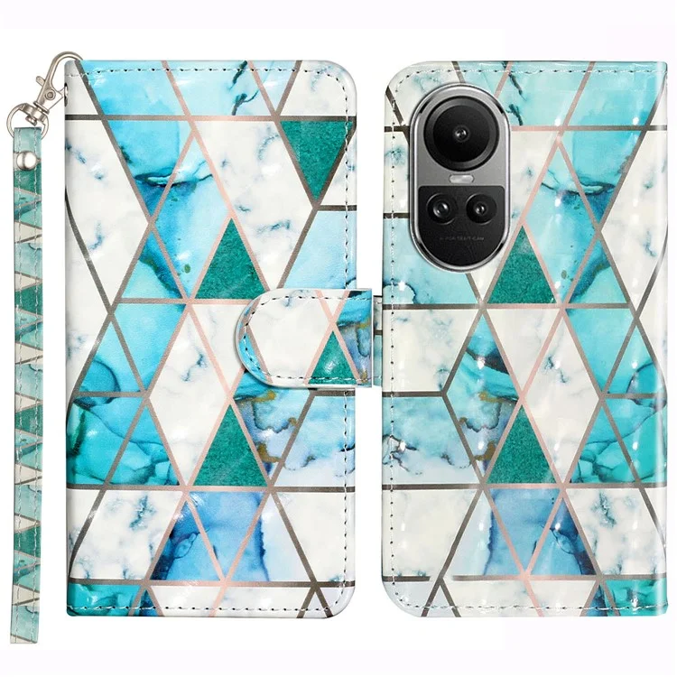 Para Oppo Reno10 5G (Global) / Reno10 Pro 5G (Global) Case PU Leather Pattern Cellphone Cover - Green Marble