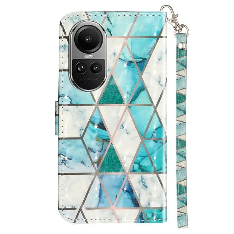 Para Oppo Reno10 5G (Global) / Reno10 Pro 5G (Global) Case PU Leather Pattern Cellphone Cover - Green Marble