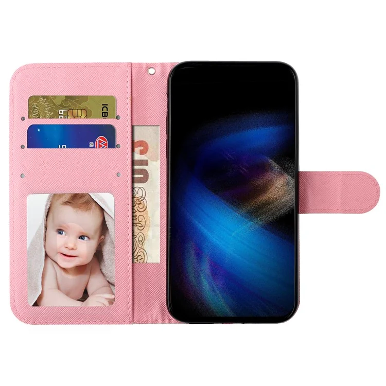 Para o Motorola Moto G54 5G Capa de Telemóvel Caso 3D Pattern PU Leather Flip Cover - Roses