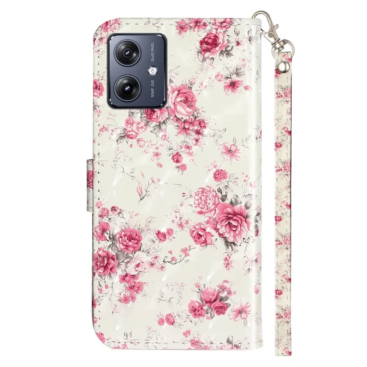 Para o Motorola Moto G54 5G Capa de Telemóvel Caso 3D Pattern PU Leather Flip Cover - Roses