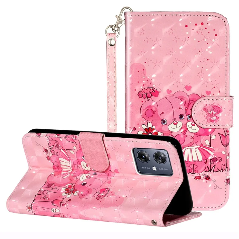 For Motorola Moto G54 5G Mobile Phone Case 3D Pattern PU Leather Flip Cover - Bears