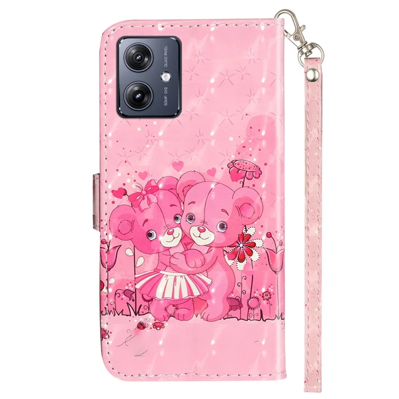 For Motorola Moto G54 5G Mobile Phone Case 3D Pattern PU Leather Flip Cover - Bears