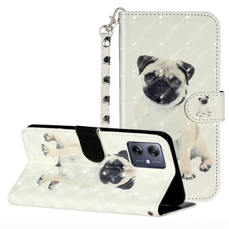 For Motorola Moto G54 5G Mobile Phone Case 3D Pattern PU Leather Flip Cover - Dog