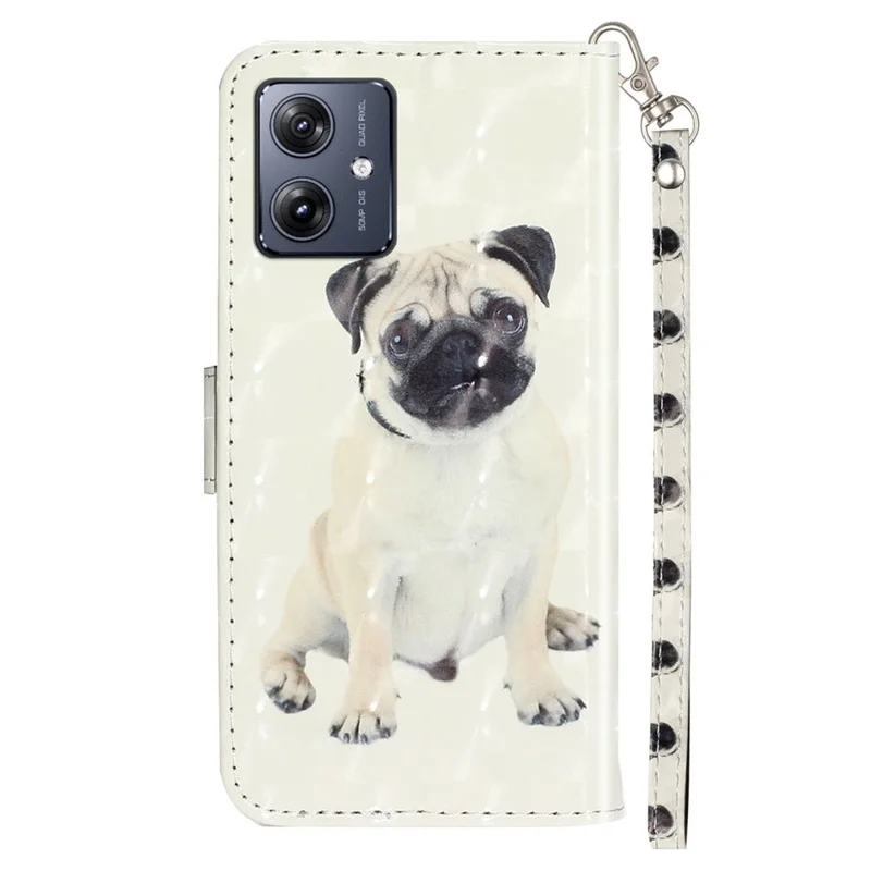 For Motorola Moto G54 5G Mobile Phone Case 3D Pattern PU Leather Flip Cover - Dog