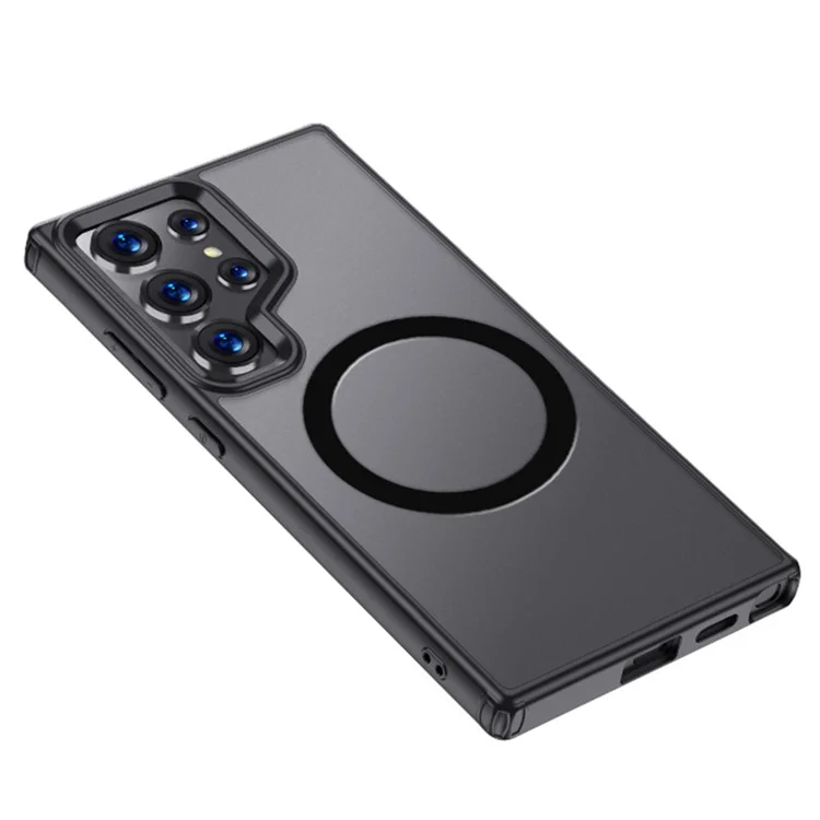 Für Samsung Galaxy S24 Ultra Hülle PC+TPU Magnetische Stoßfeste Handyhülle - Matt Schwarz