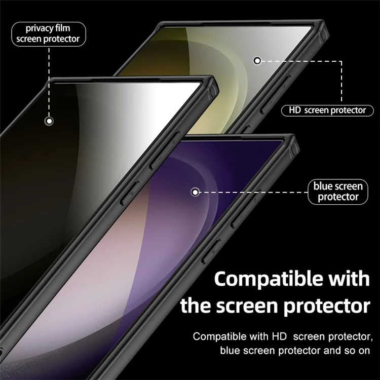 Für Samsung Galaxy S24 Ultra Hülle PC+TPU Magnetische Stoßfeste Handyhülle - Matt Schwarz