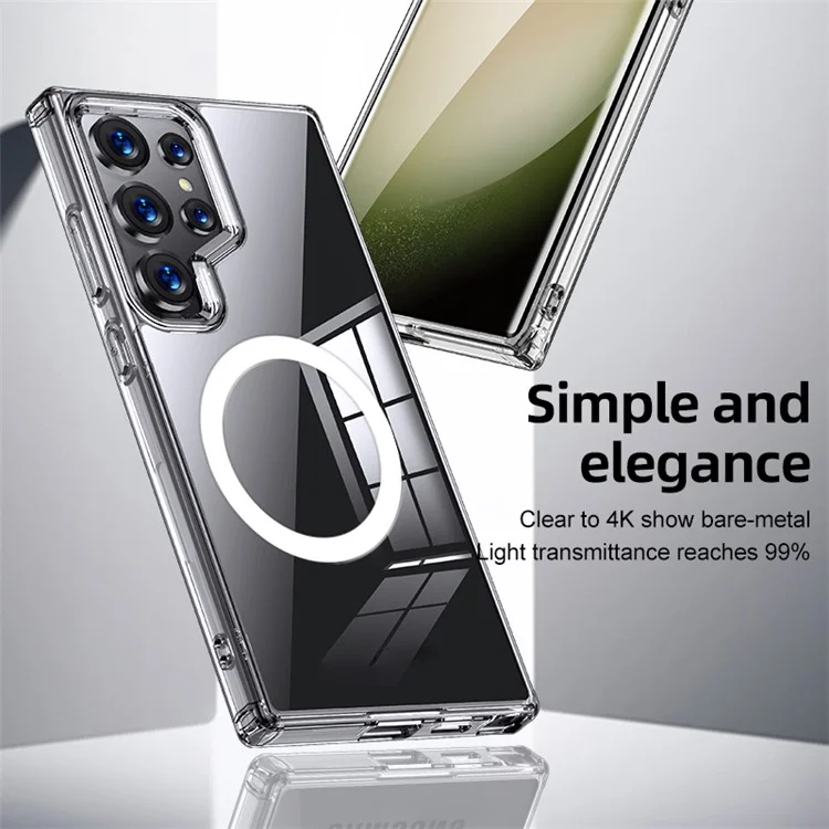 Für Samsung Galaxy S24 Ultra Hülle PC+TPU Magnetische Stoßfeste Handyhülle - Matt Schwarz