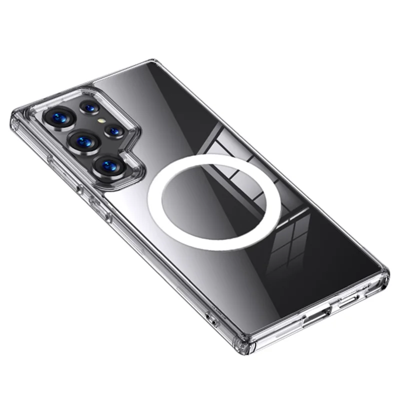 For Samsung Galaxy S24 Ultra Case PC+TPU Magnetic Shockproof Phone Cover - Transparent