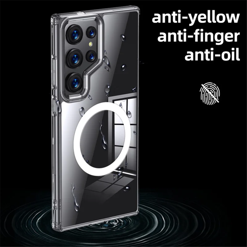 For Samsung Galaxy S24 Ultra Case PC+TPU Magnetic Shockproof Phone Cover - Transparent