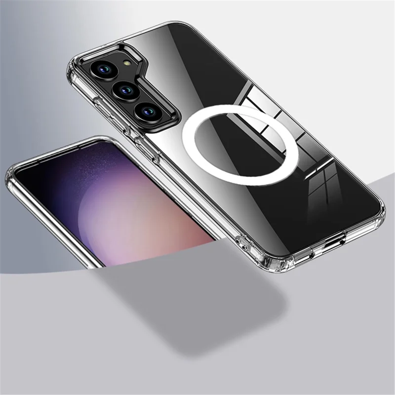 For Samsung Galaxy S24 Cell Phone Case Magnetic PC+TPU Phone Back Shell - Transparent