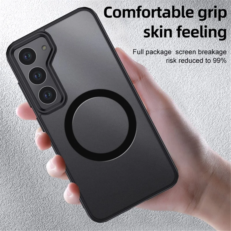 For Samsung Galaxy S24 Cell Phone Case Magnetic PC+TPU Phone Back Shell - Transparent