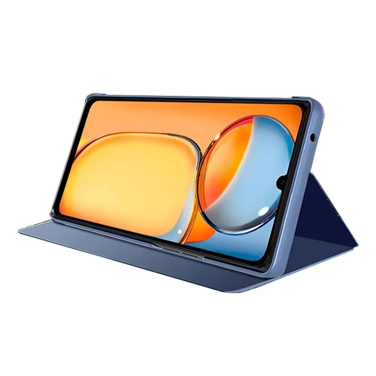 Per Xiaomi Redmi 13C 4G / Poco C65 4G Custodia in Pelle con Supporto Vista Finestra - Blu