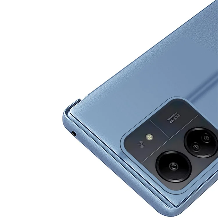 Per Xiaomi Redmi 13C 4G / Poco C65 4G Custodia in Pelle con Supporto Vista Finestra - Blu
