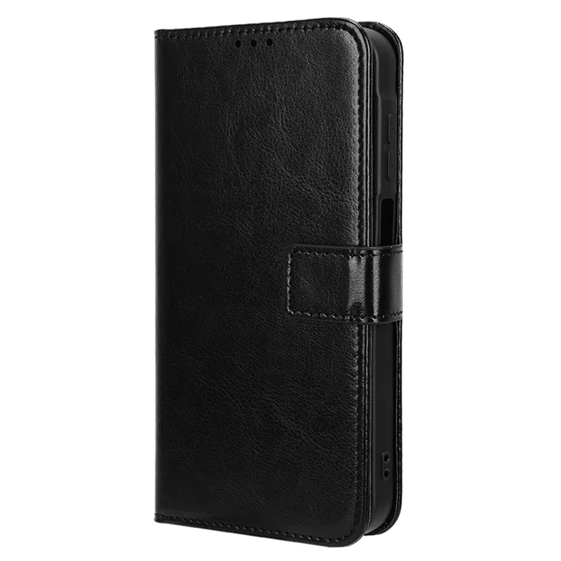 Para Samsung Galaxy A15 5G Capa de Celular Textura de Cavalo Louco Leather Stand Protective Cover - Preto