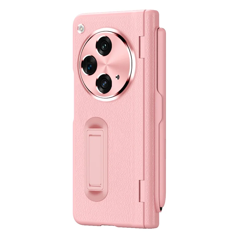 For OnePlus Open / Oppo Find N3 5G Case Leather+PC Phone Cover with Stylus / Tempered Glass Film - Pink