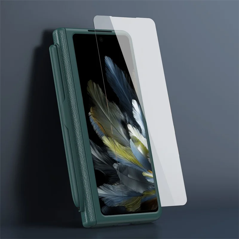 For OnePlus Open / Oppo Find N3 5G Case Leather+PC Phone Cover with Stylus / Tempered Glass Film - Pink