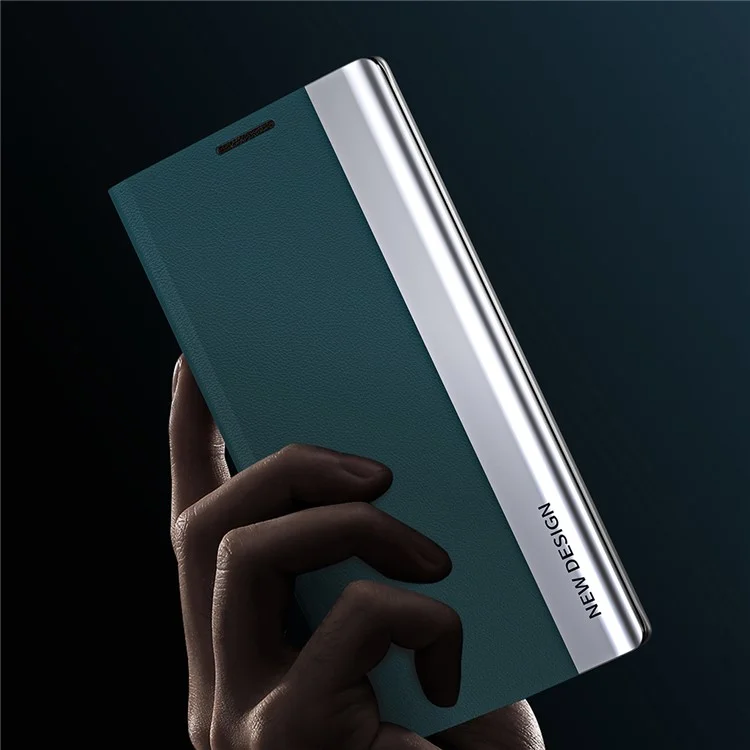 Para Xiaomi Redmi 13C 4G / Poco C65 4G Funda de Soporte Carcasa de Cuero Enchapado - Verde